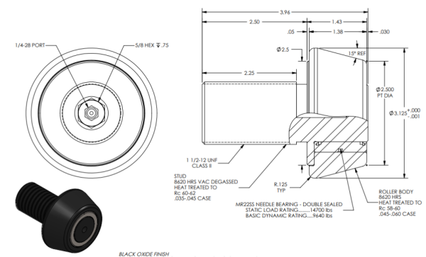 3" Tapered Bogie Wheel - Jam Nut & Lock Washer Included - Image 4