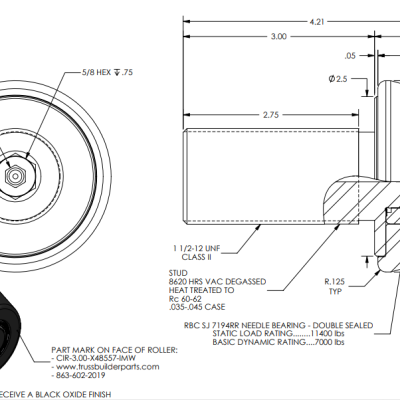 3" Tapered Bogie Wheel (C&I) Short Hat